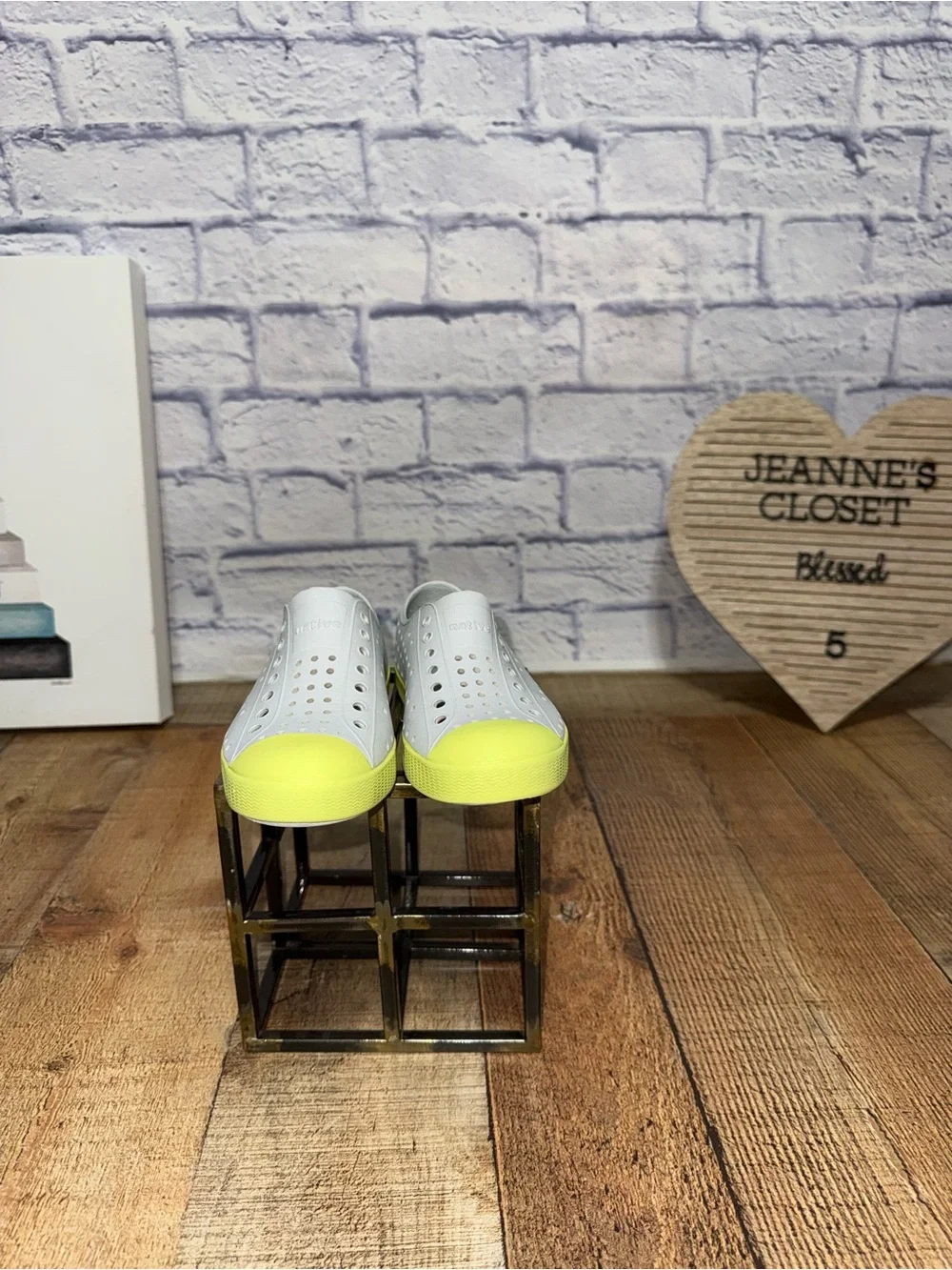 Native Mist Grey and Sunny Green Jefferson Slip On Shoes